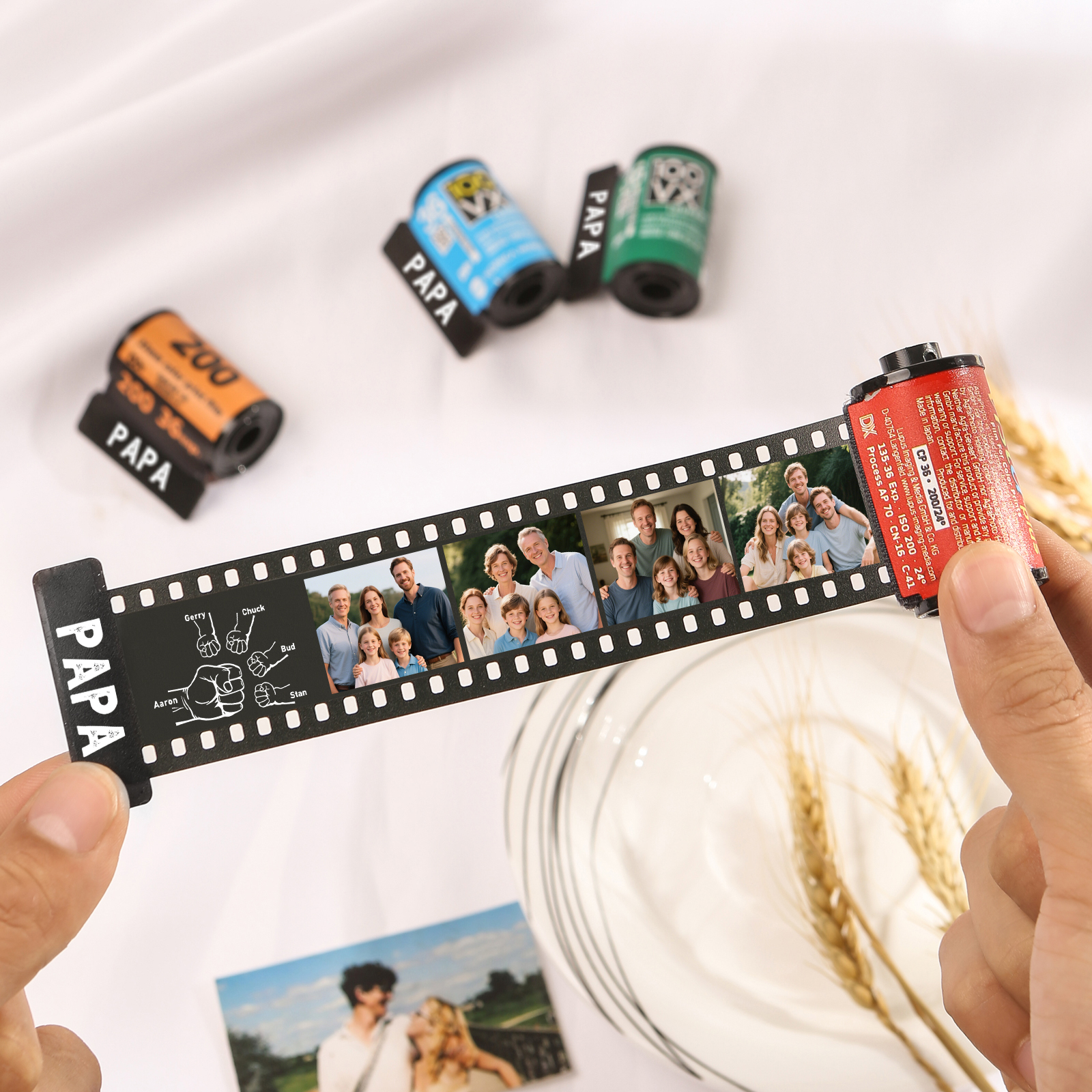 Custom Photo Film Roll Keychain – Personalized with Names & Photos | Lorajewel