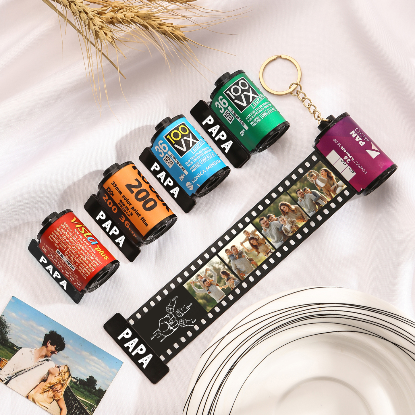 Custom Photo Film Roll Keychain – Personalized with Names & Photos | Lorajewel