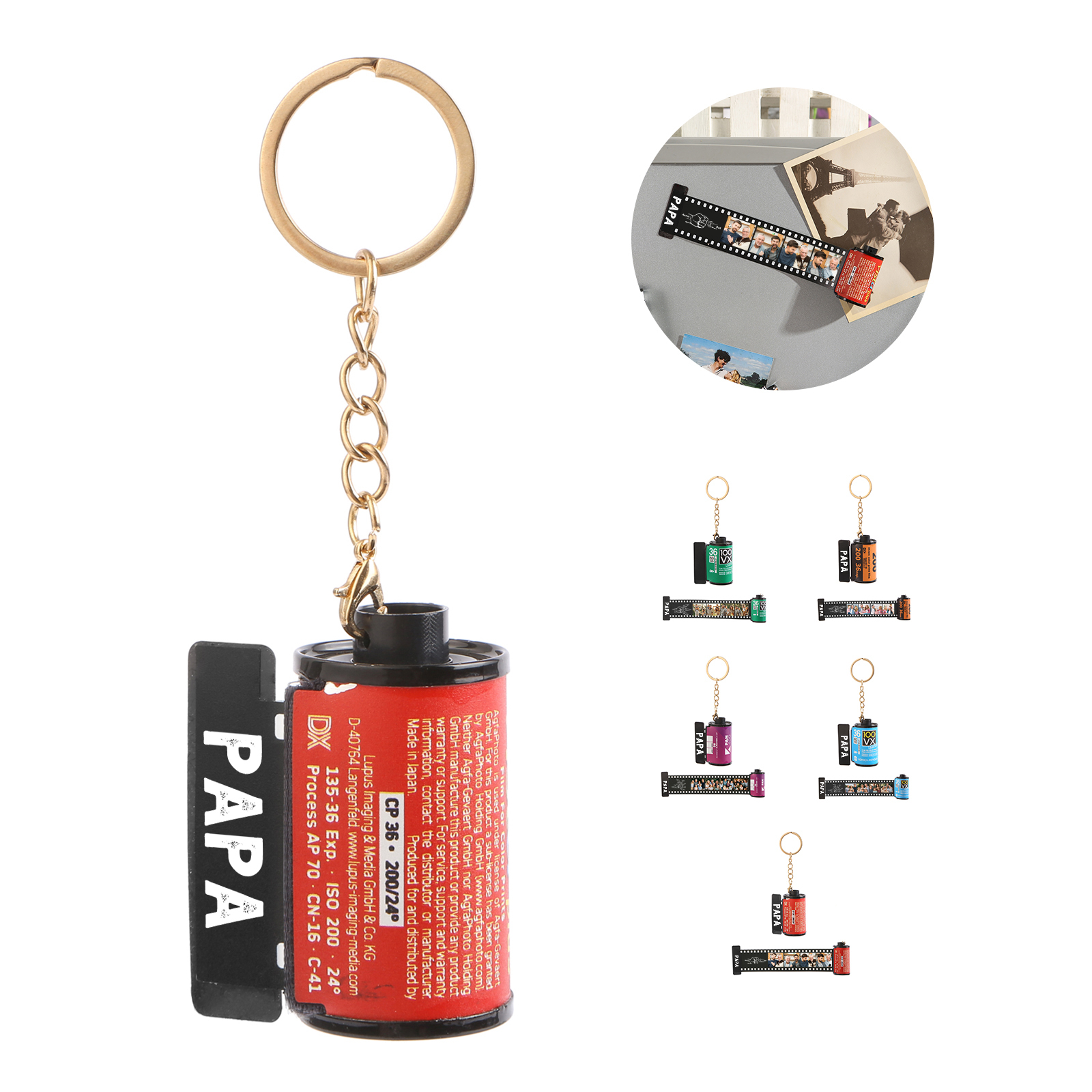 Custom Photo Film Roll Keychain – Personalized with Names & Photos | Lorajewel