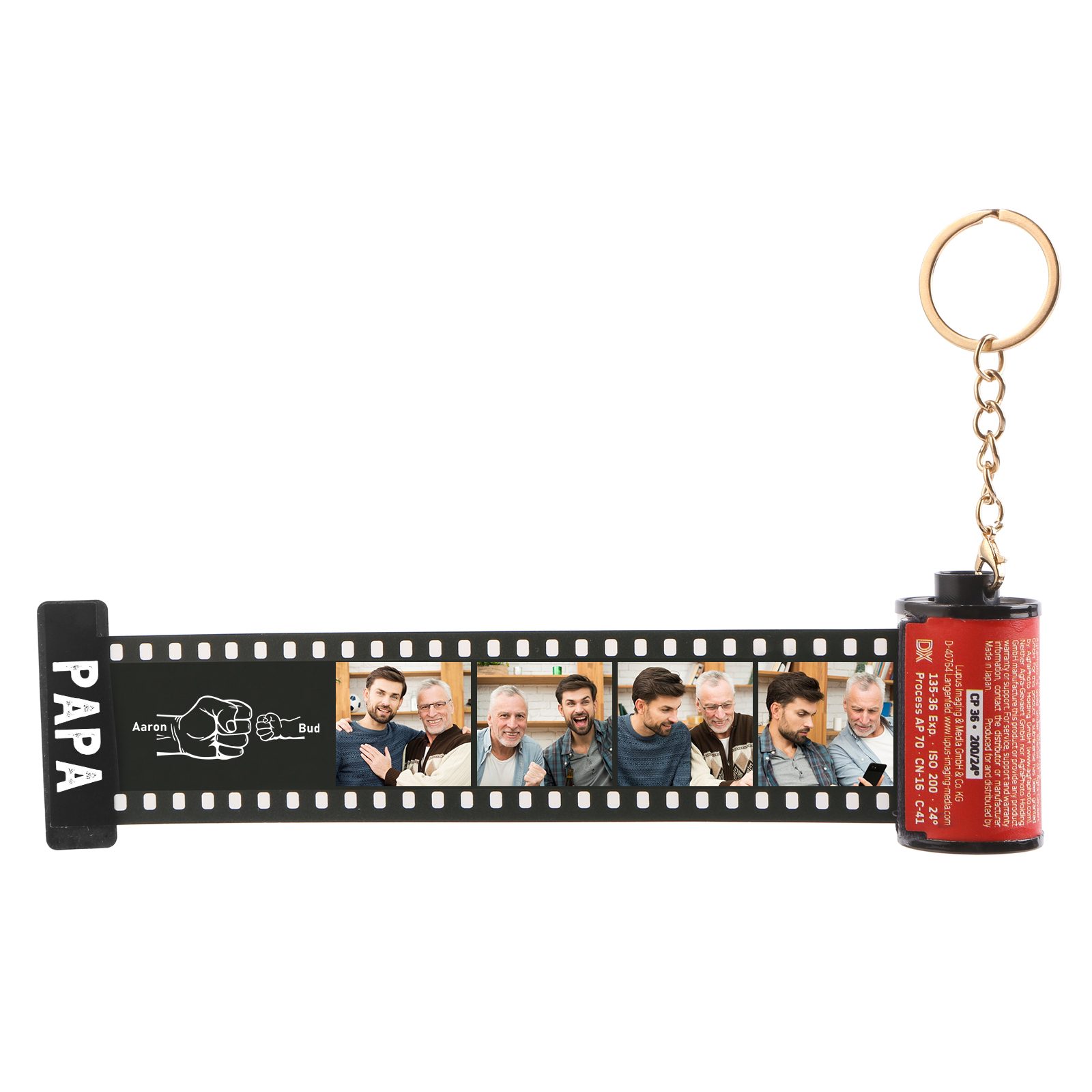 Custom Photo Film Roll Keychain – Personalized with Names & Photos | Lorajewel