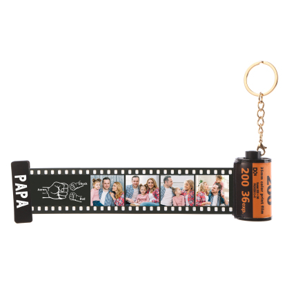 Custom Photo Film Roll Keychain – Personalized with Names & Photos | Lorajewel