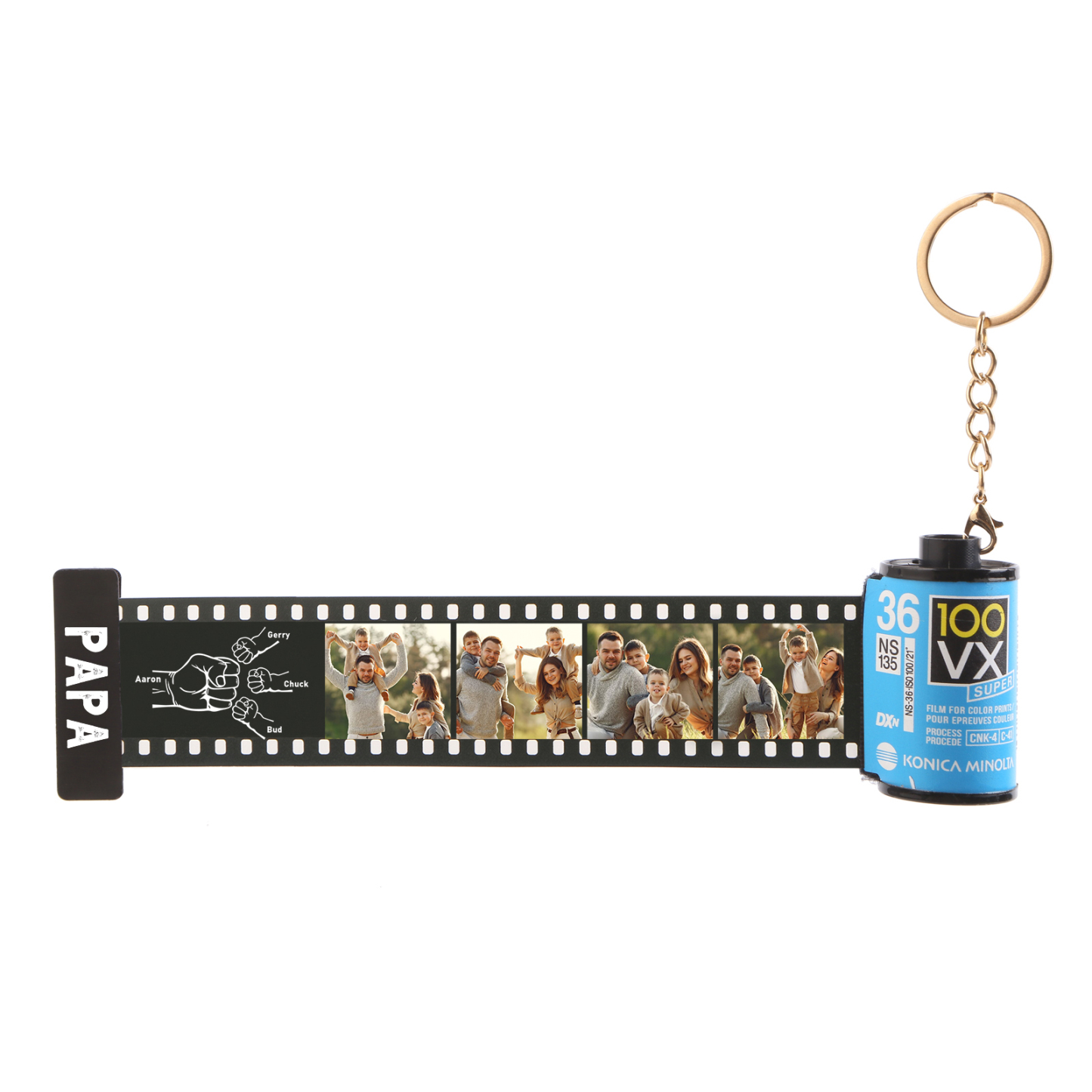 Custom Photo Film Roll Keychain – Personalized with Names & Photos | Lorajewel