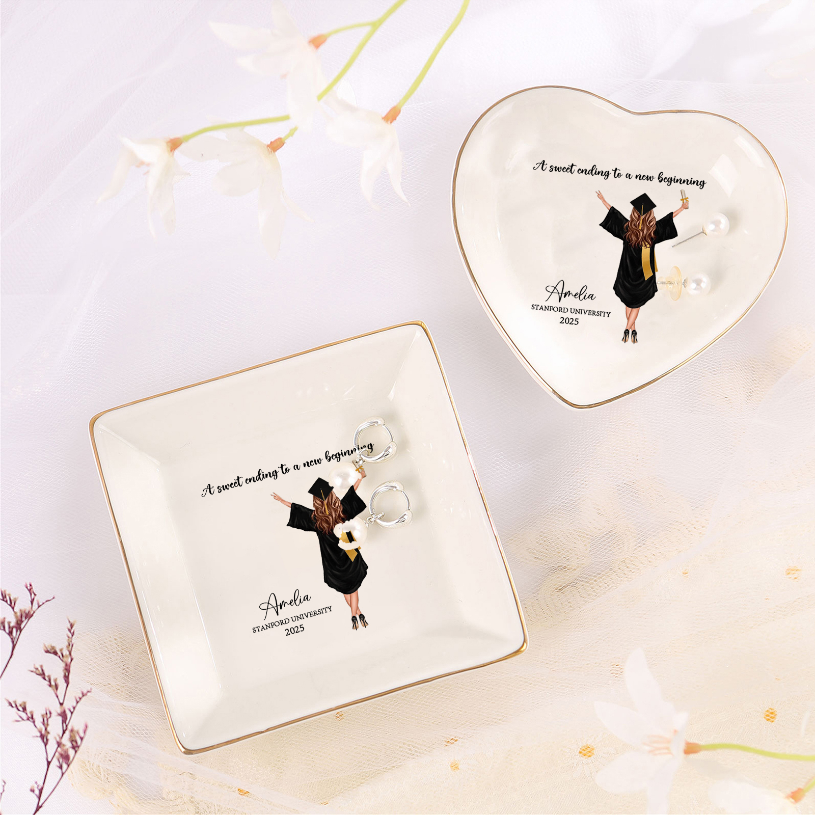 Personalized Graduation Trinket Dish with Name, School & Year | Lorajewel