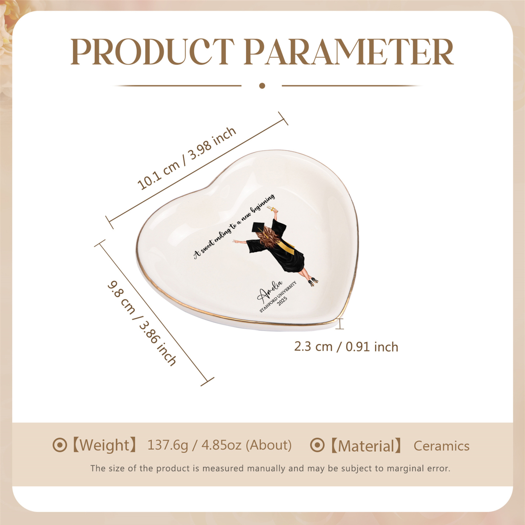 Personalized Graduation Trinket Dish with Name, School & Year | Lorajewel