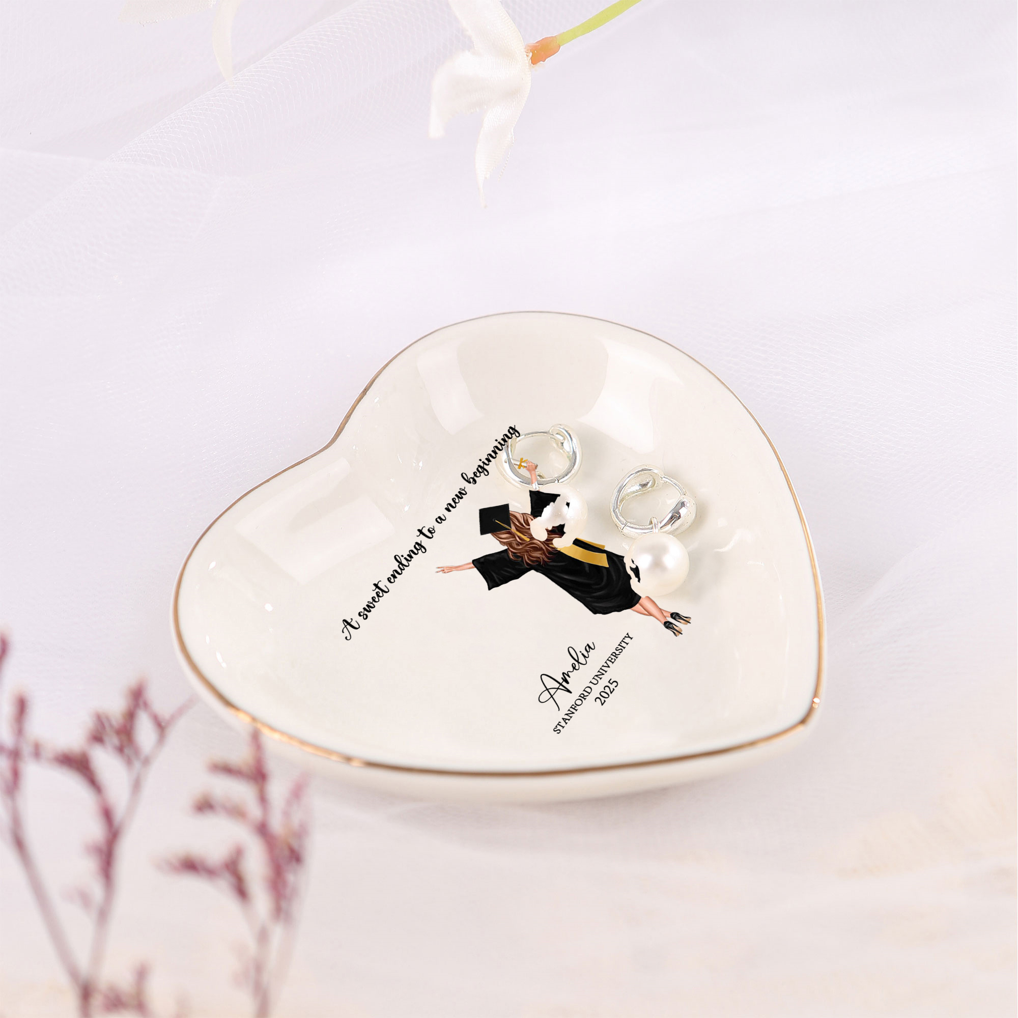 Personalized Graduation Trinket Dish with Name, School & Year | Lorajewel