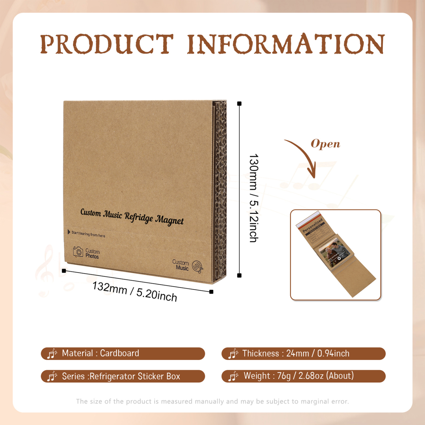 Personalized Music Fridge Magnet – Custom Photo & Song & Text - Meaningful Gift for Loved Ones | Lorajewel