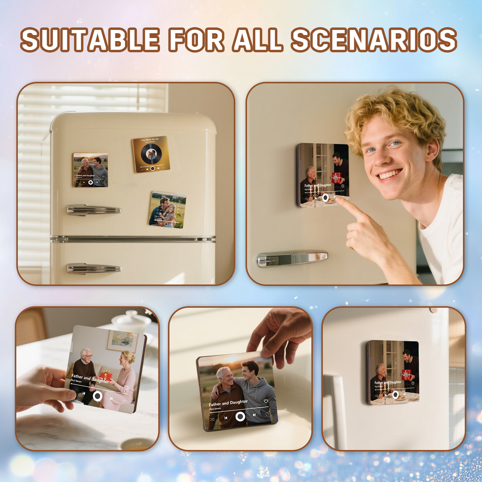 Personalized Music Fridge Magnet – Custom Photo & Song & Text - Meaningful Gift for Loved Ones | Lorajewel