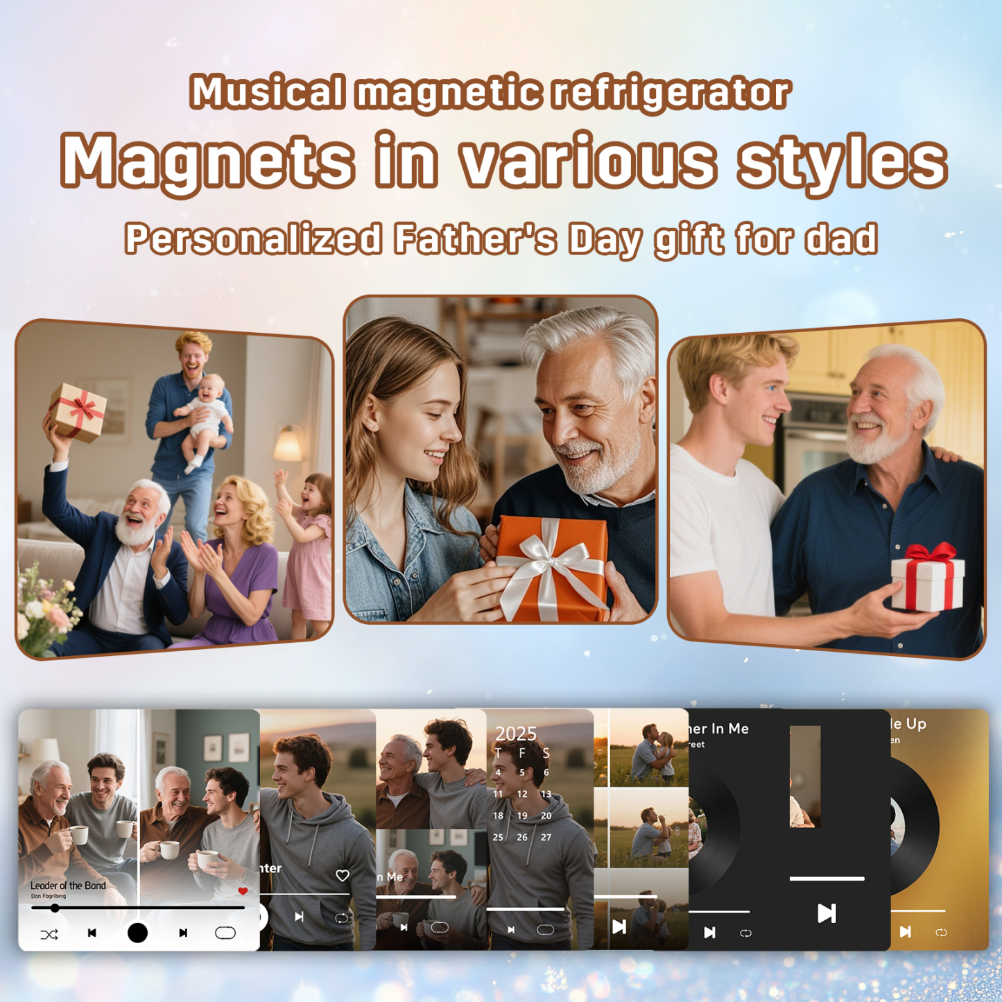 Personalized Music Fridge Magnet – Custom 2 Photos & 1 Song & 1 Text - Meaningful Gift for Loved Ones | Lorajewel