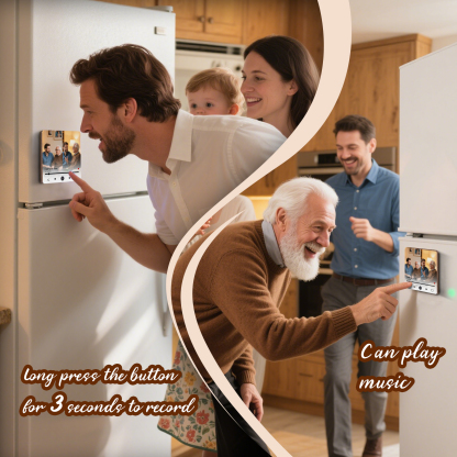 Personalized Music Fridge Magnet – Custom 2 Photos & 1 Song & 1 Text - Meaningful Gift for Loved Ones | Lorajewel