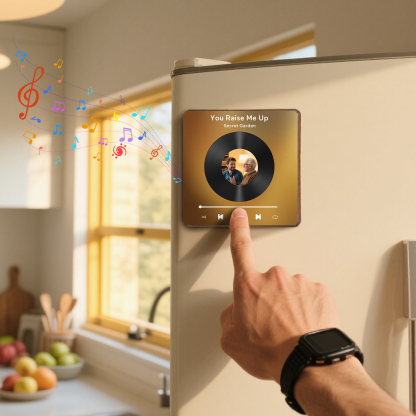 Personalized Vinyl-Style Music Fridge Magnet with Photo & Song & Text – A Retro Spin on Treasured Memories | Lorajewel