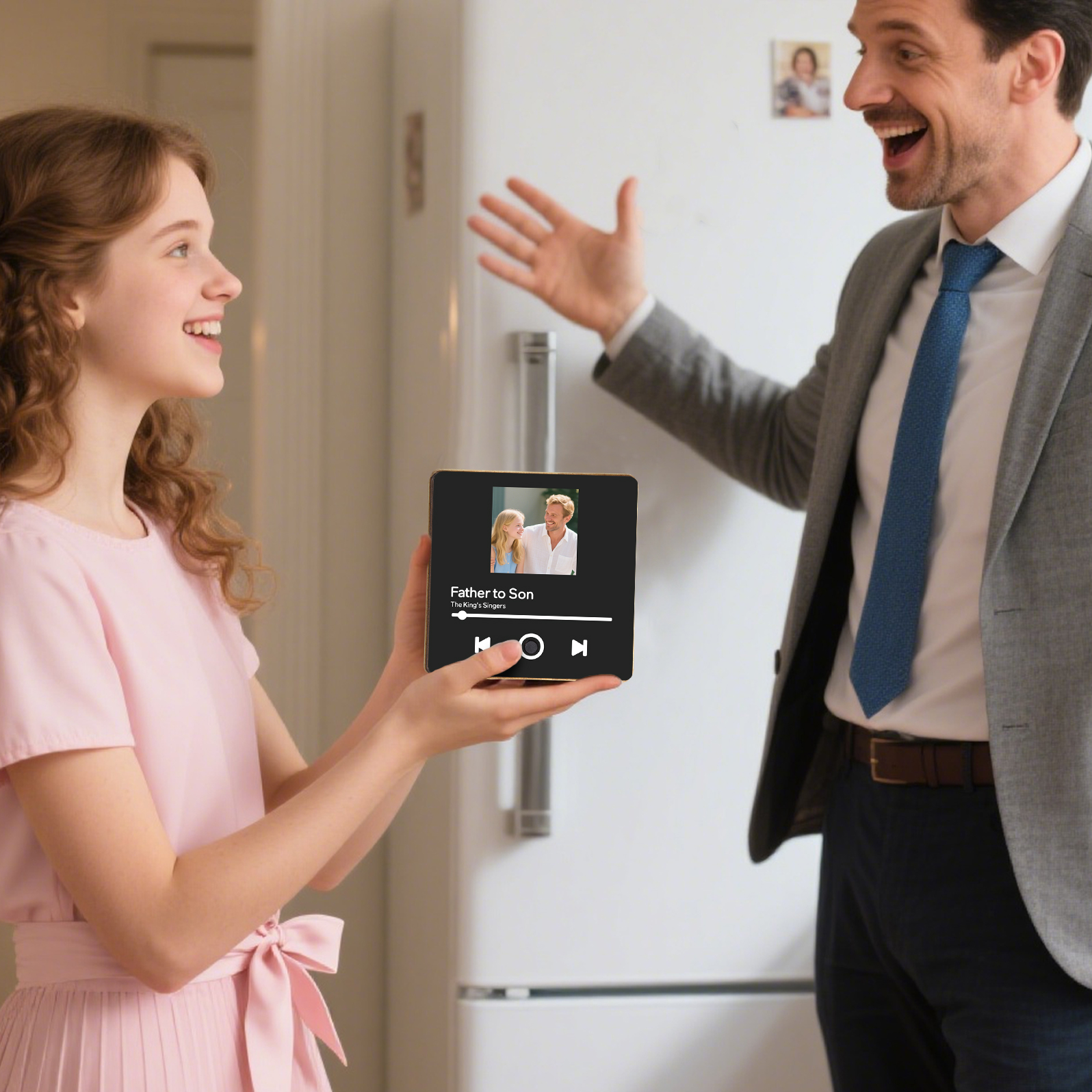 Personalized Music Fridge Magnet – Custom Photo & Song & Text - Elegant Black Gift for Loved Ones | Lorajewel