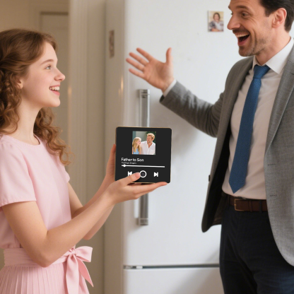 Personalized Music Fridge Magnet – Custom Photo & Song & Text - Elegant Black Gift for Loved Ones | Lorajewel