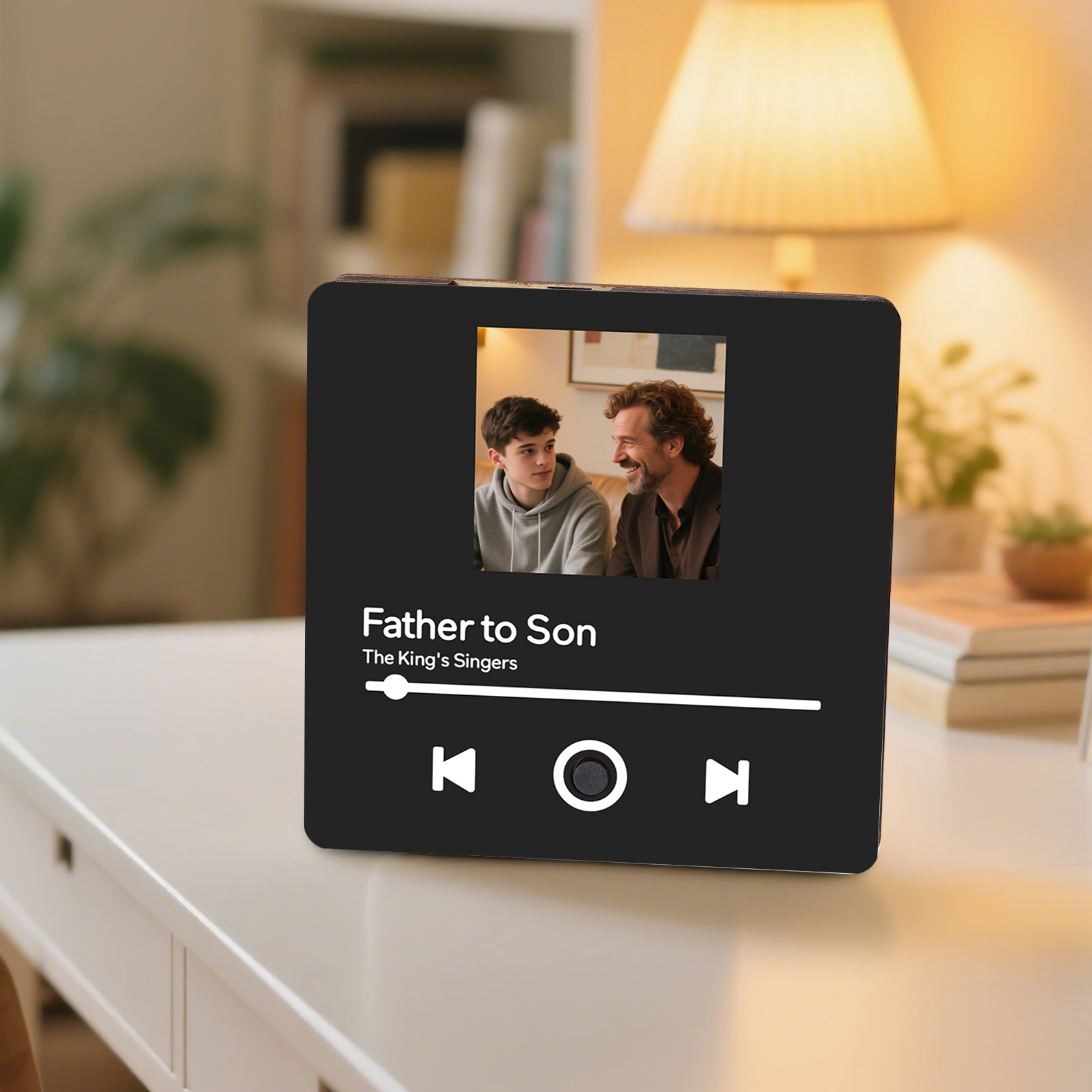 Personalized Music Fridge Magnet – Custom Photo & Song & Text - Elegant Black Gift for Loved Ones | Lorajewel