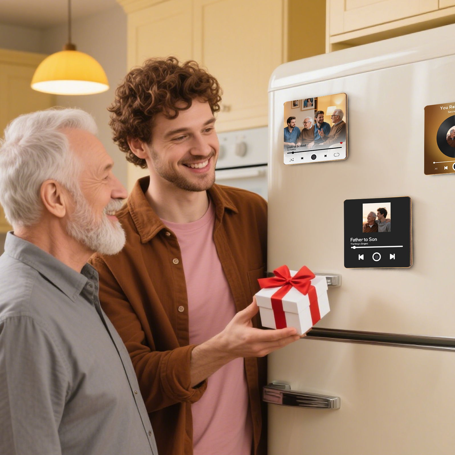 Personalized Music Fridge Magnet – Custom Photo & Song & Text - Elegant Black Gift for Loved Ones | Lorajewel