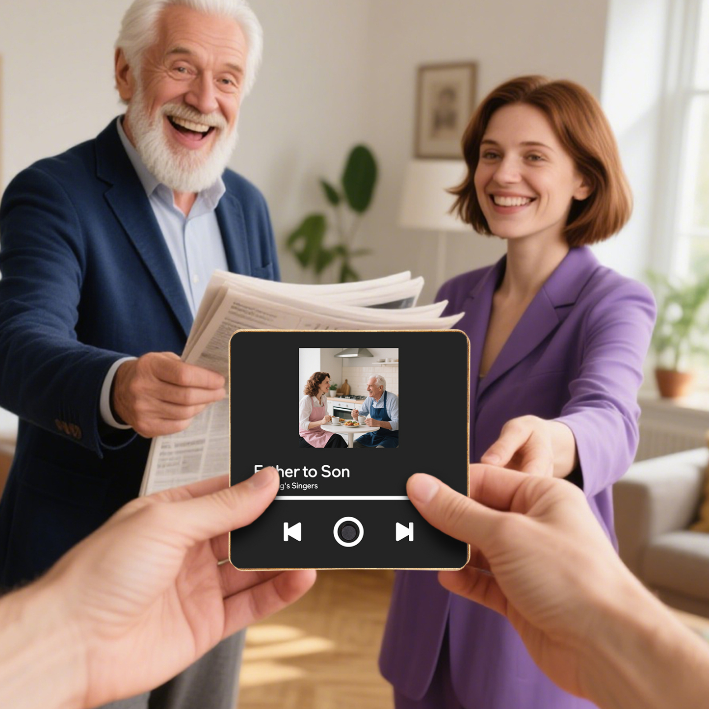 Personalized Music Fridge Magnet – Custom Photo & Song & Text - Elegant Black Gift for Loved Ones | Lorajewel