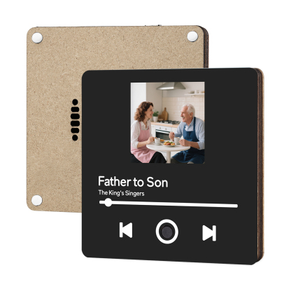 Personalized Music Fridge Magnet – Custom Photo & Song & Text - Elegant Black Gift for Loved Ones | Lorajewel