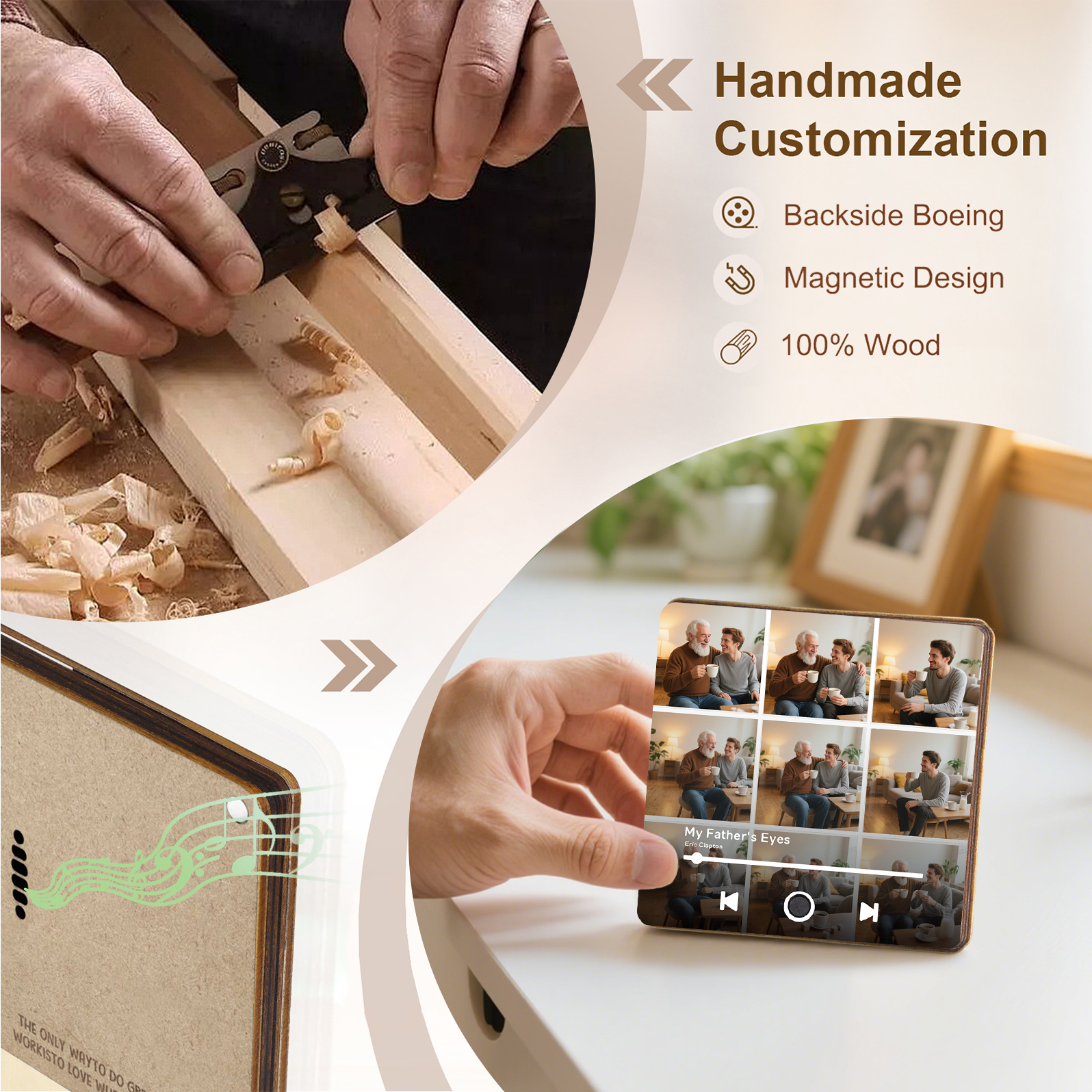 9 Photos Personalized Music Fridge Magnet – Custom Photo & Song & Text - Meaningful Gift for Loved Ones | Lorajewel