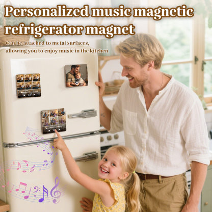 9 Photos Personalized Music Fridge Magnet – Custom Photo & Song & Text - Meaningful Gift for Loved Ones | Lorajewel