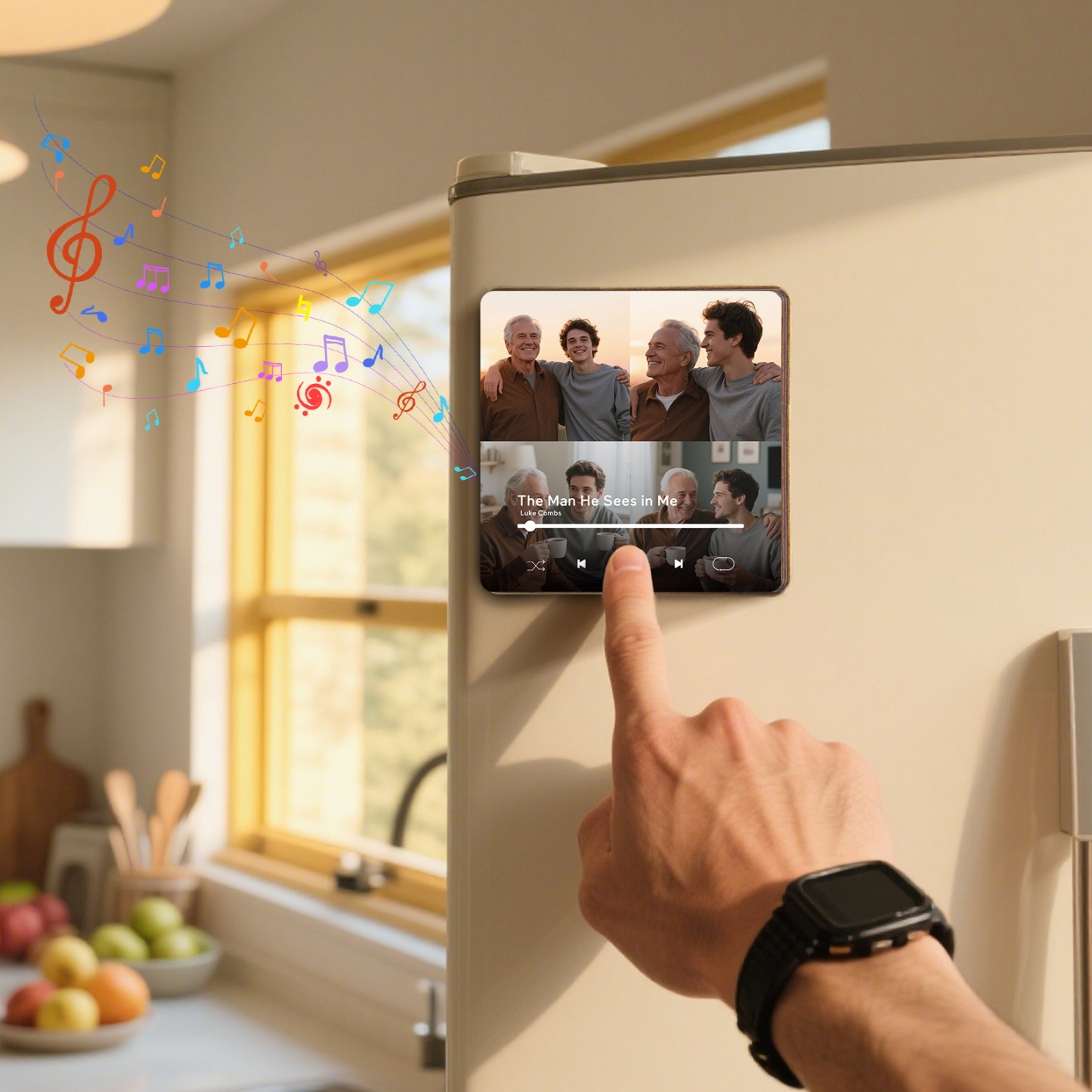 4 Photos Personalized Music Fridge Magnet – Custom Photo & Song & Text - Meaningful Gift for Loved Ones | Lorajewel