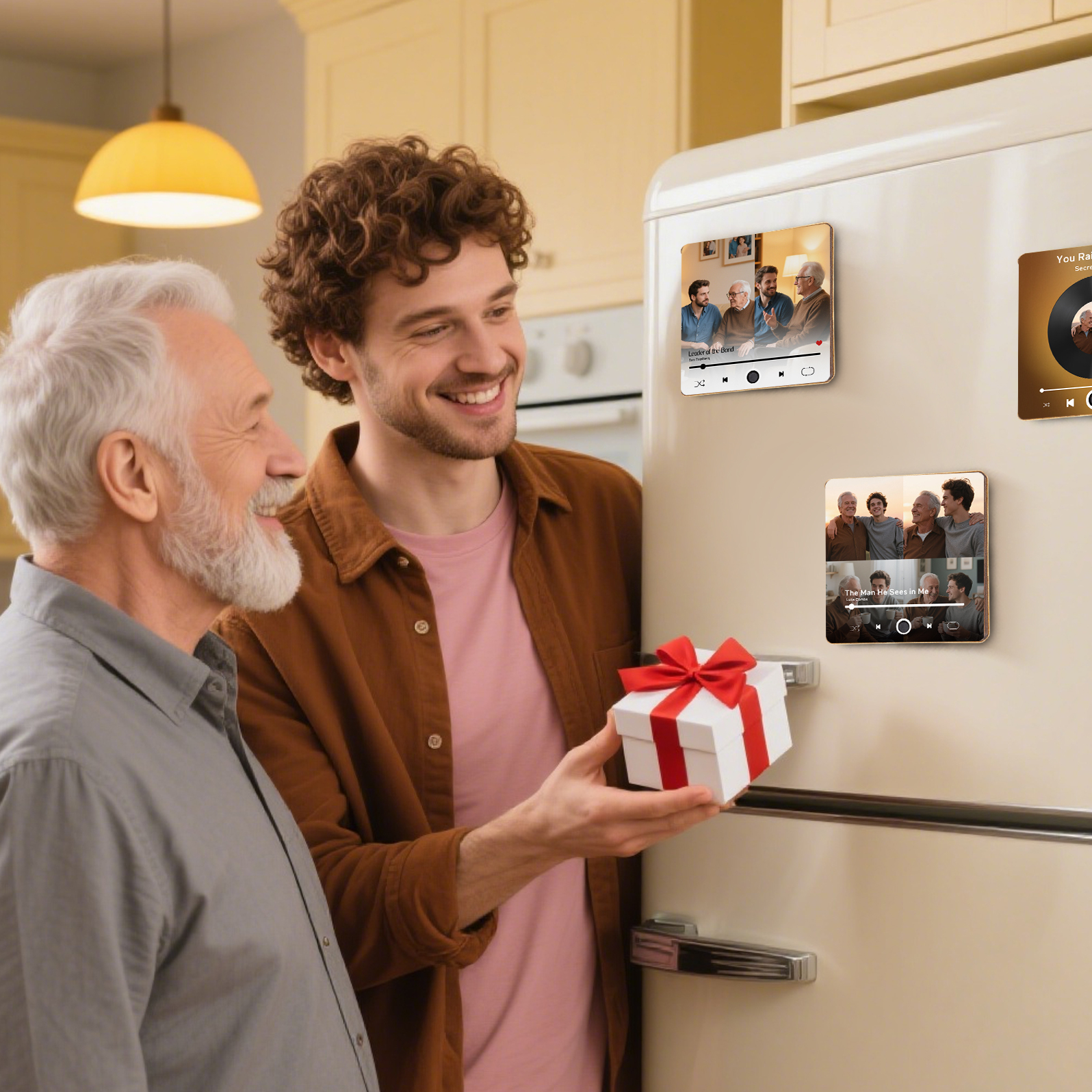 4 Photos Personalized Music Fridge Magnet – Custom Photo & Song & Text - Meaningful Gift for Loved Ones | Lorajewel