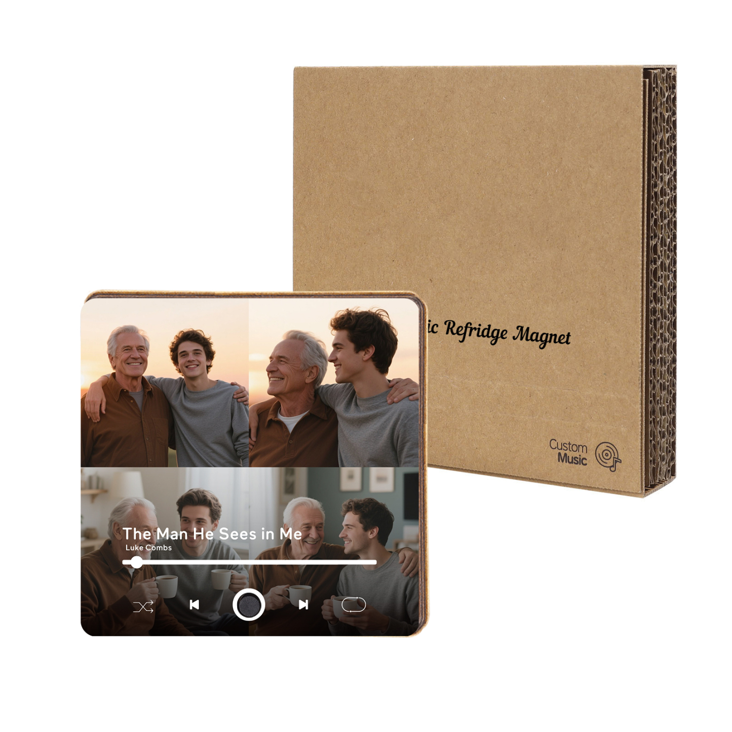 4 Photos Personalized Music Fridge Magnet – Custom Photo & Song & Text - Meaningful Gift for Loved Ones | Lorajewel