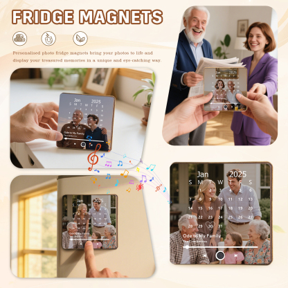 Custom Music Fridge Magnet with Calendar – Personalized Meaningful Photo & Song Family Gift for Any Occasion  | Lorajewel