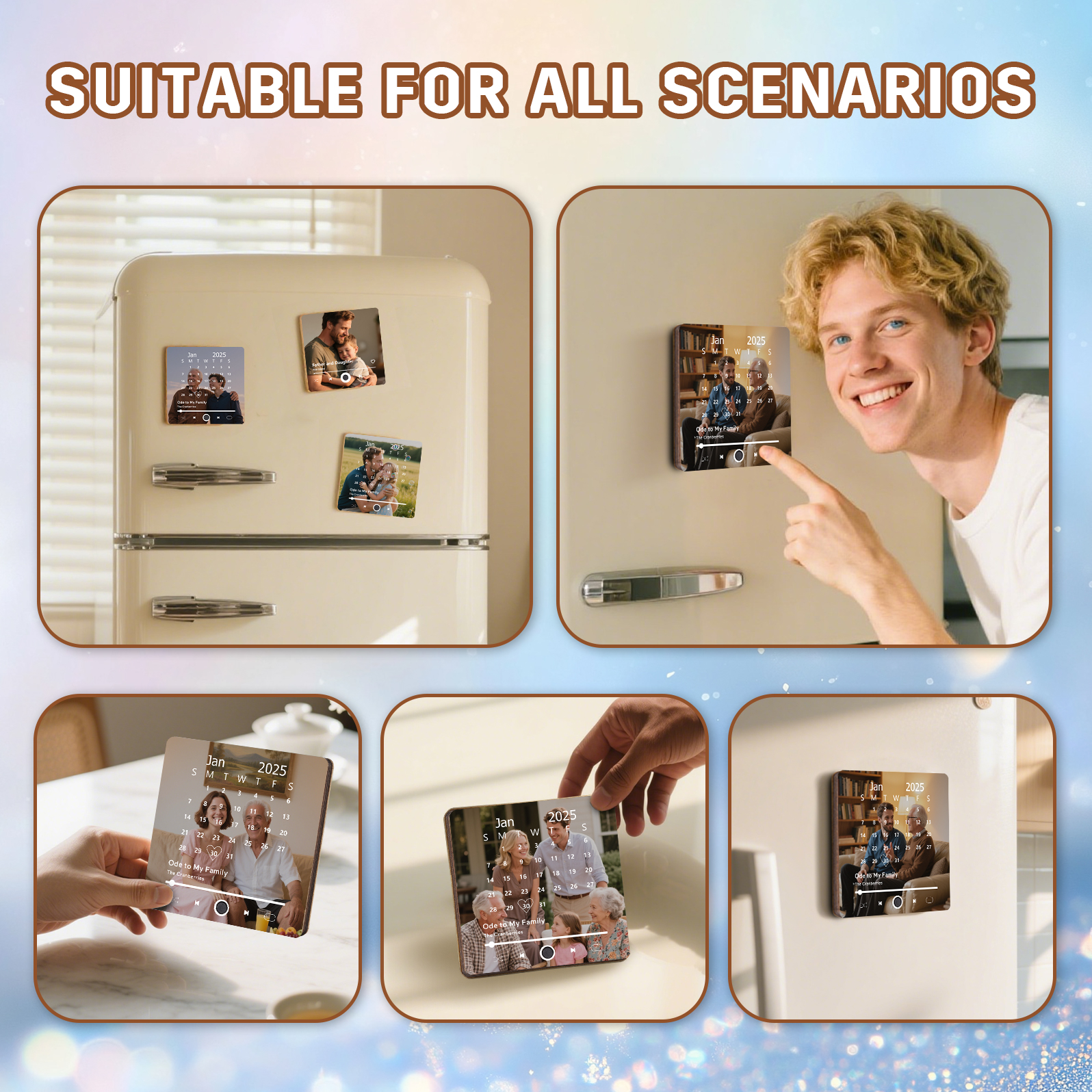 Custom Music Fridge Magnet with Calendar – Personalized Meaningful Photo & Song Family Gift for Any Occasion  | Lorajewel
