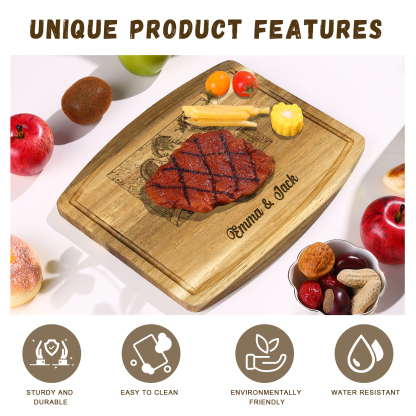 Wooden Cutting Board with Stand Personalised 1 Photo & 2 Names Gifts for Couple | Jessemade