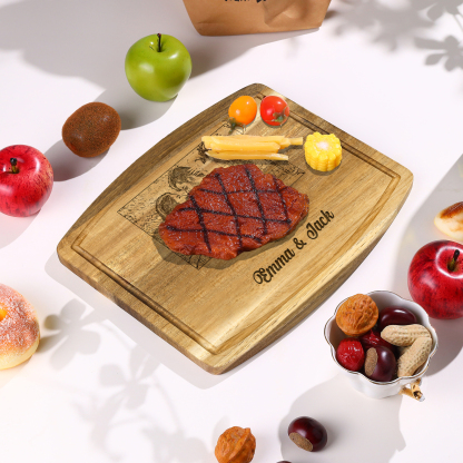 Wooden Cutting Board with Stand Personalised 1 Photo & 2 Names Gifts for Couple | Jessemade