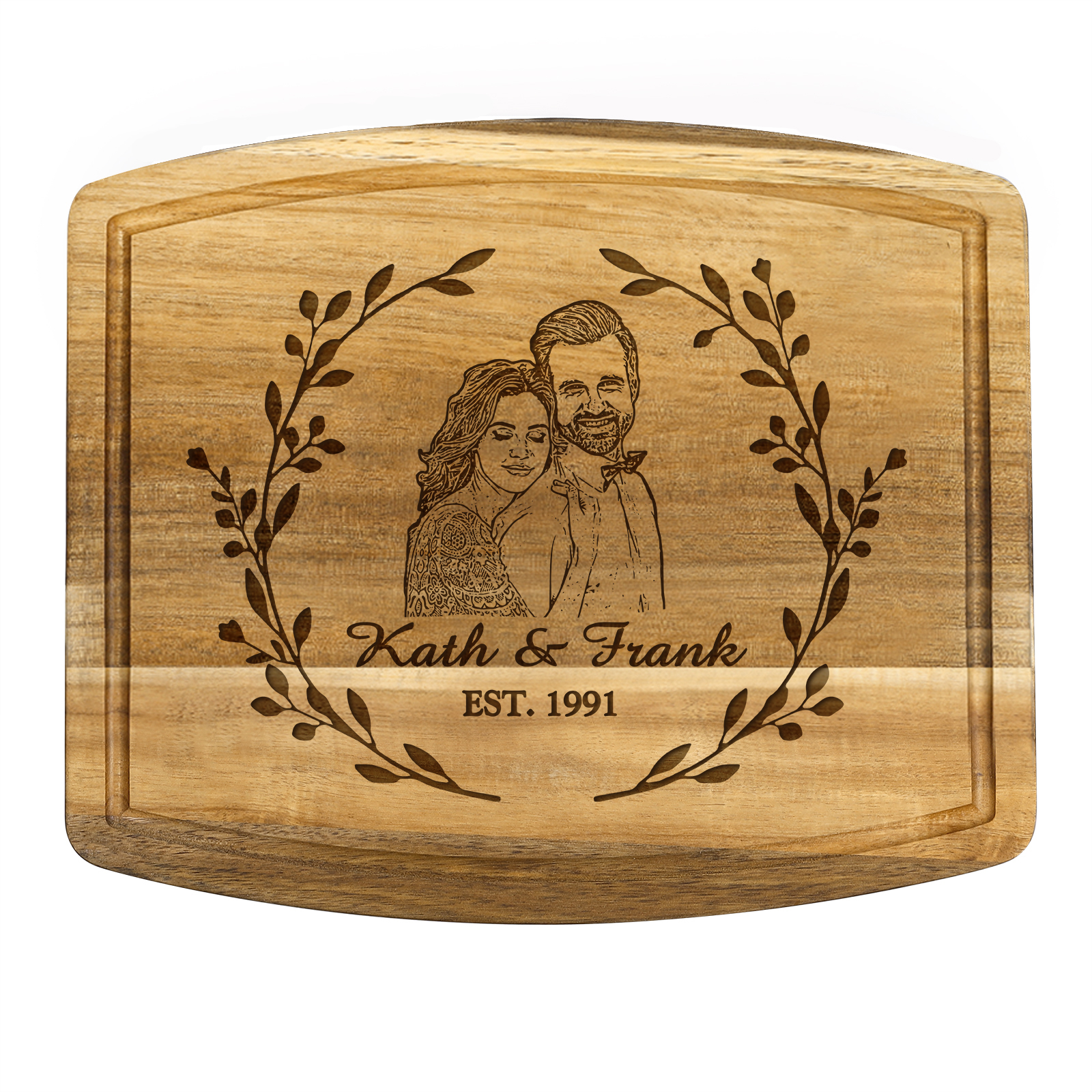 Wooden Cutting Board with Stand Personalised 1 Photo & 1 Date & 2 Names Gifts for Couple | Jessemade
