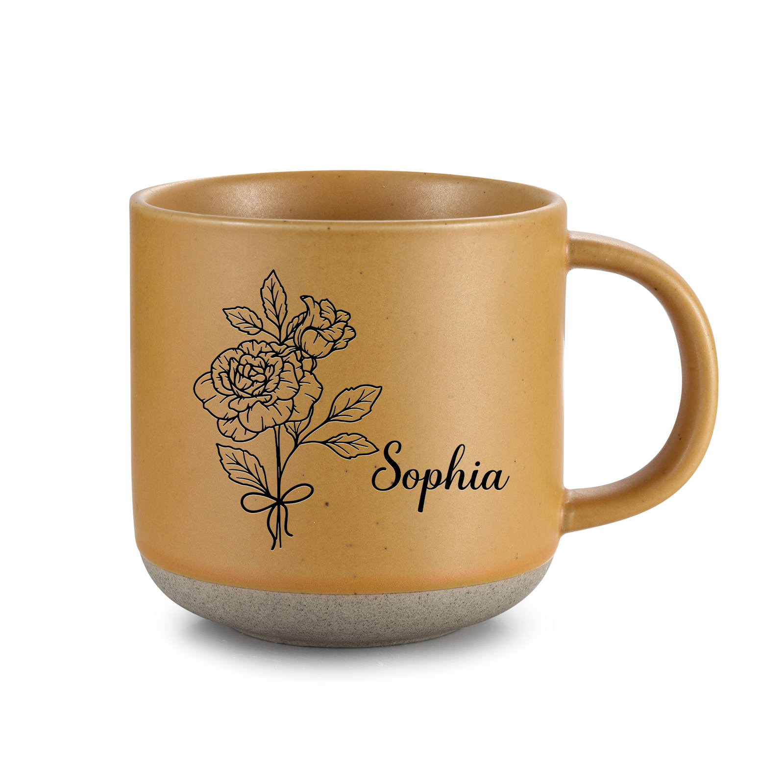 Personalized Ceramic Mug Custom Name & Birth Flower Cup Gifts for Grandma/Mother