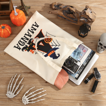 Personalised Halloween Tote Bag Custom Letter   & Name Handbag Gift for Her