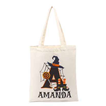 Personalised Halloween Tote Bag Custom Letter   & Name Handbag Gift for Her