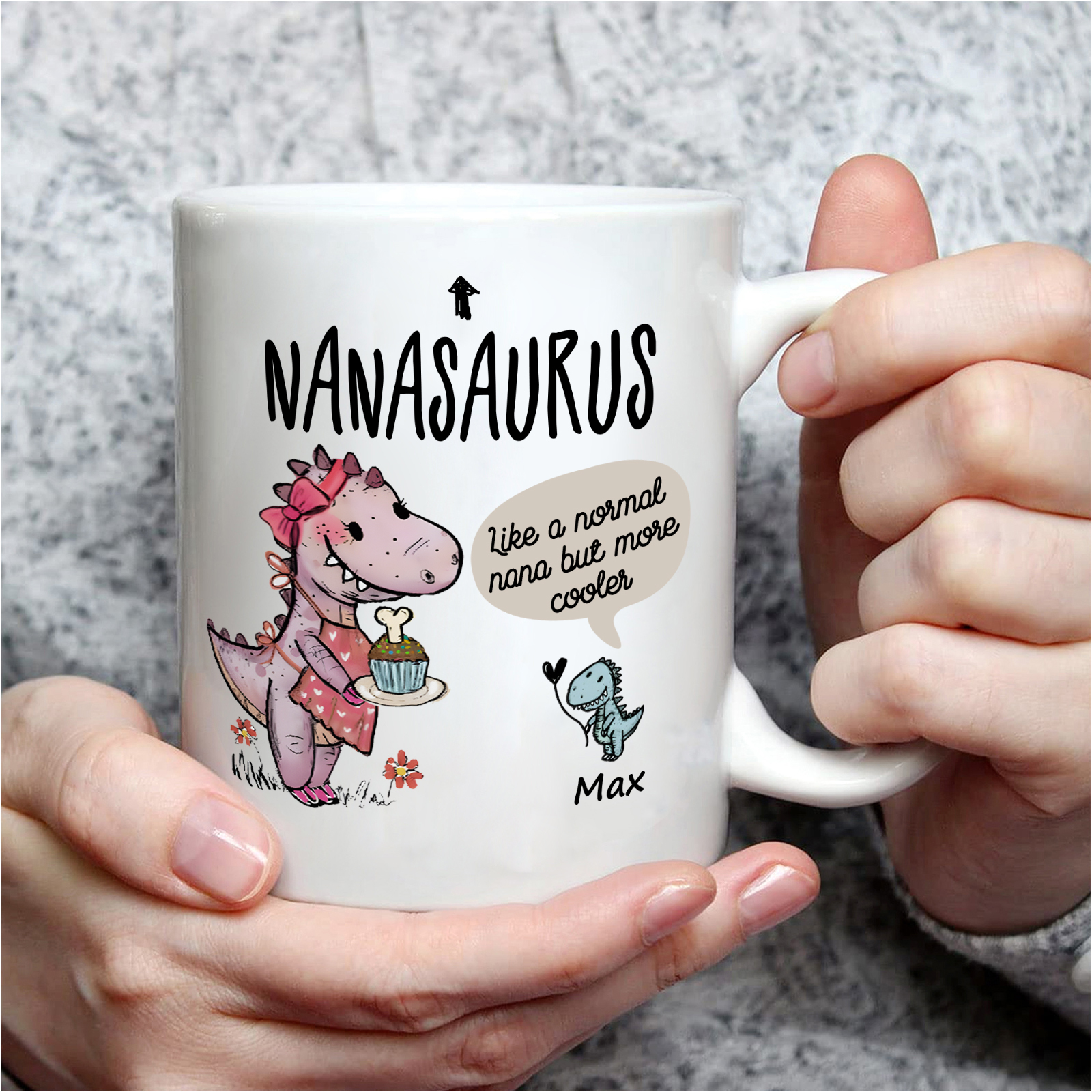 Personalized Ceramic Mug Custom Name Dinosaur Cup Gifts for Papa/Nana - Like A Normal Papa/Nana But More Cooler