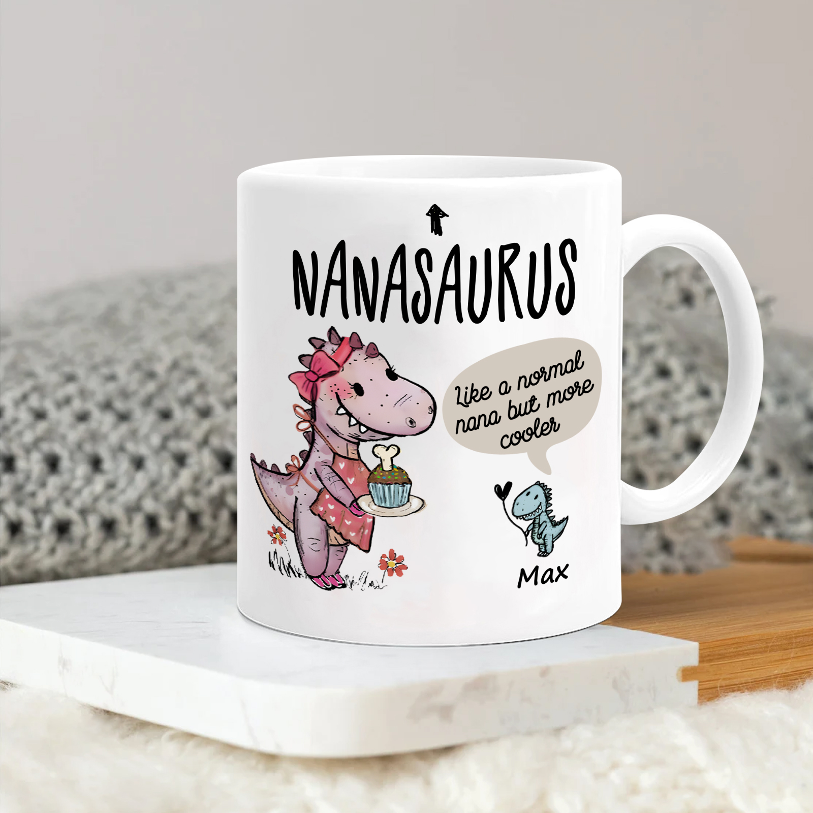 Personalized Ceramic Mug Custom Name Dinosaur Cup Gifts for Papa/Nana - Like A Normal Papa/Nana But More Cooler