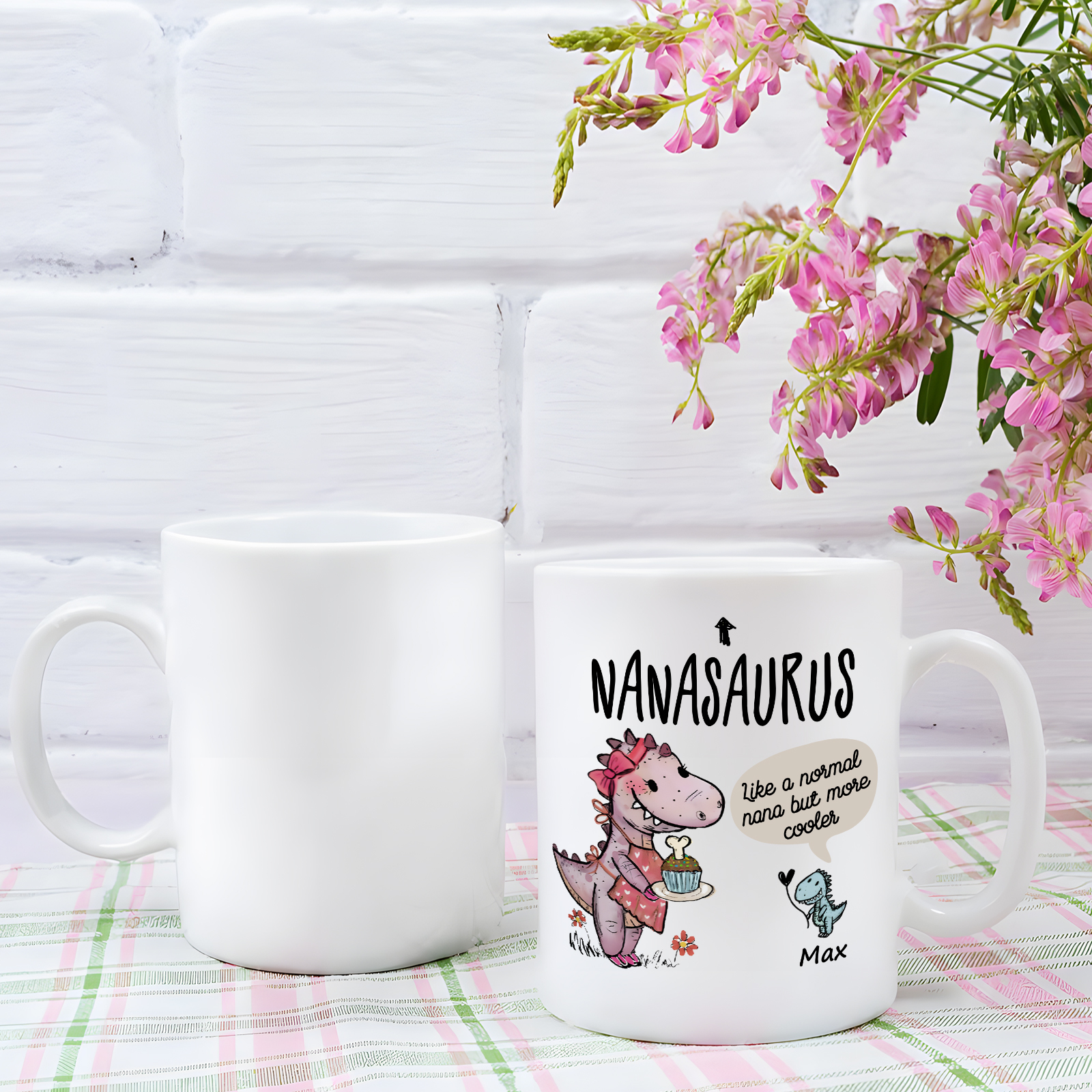Personalized Ceramic Mug Custom Name Dinosaur Cup Gifts for Papa/Nana - Like A Normal Papa/Nana But More Cooler