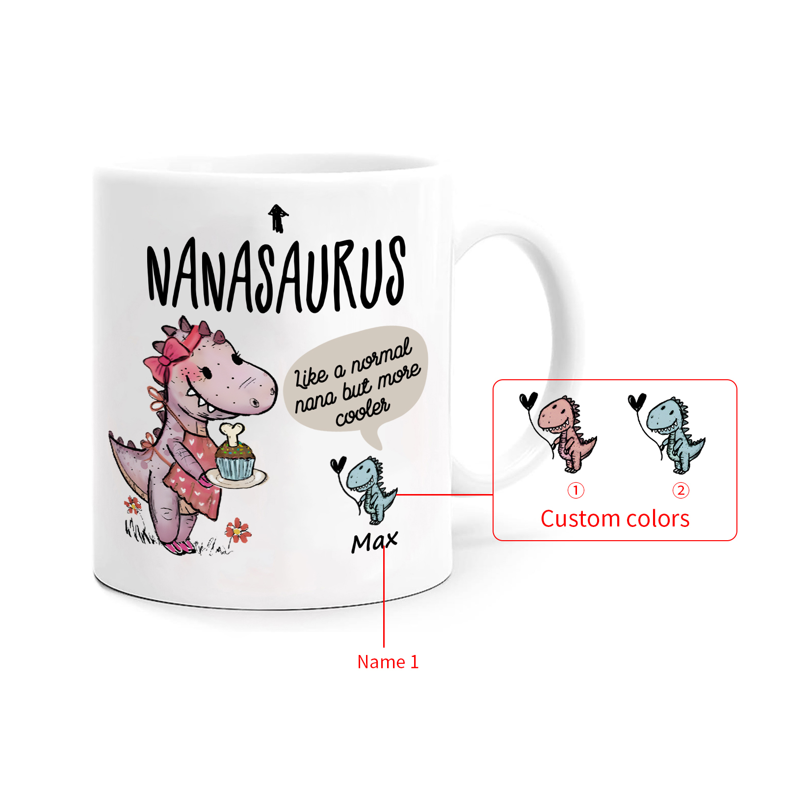 Personalized Ceramic Mug Custom Name Dinosaur Cup Gifts for Papa/Nana - Like A Normal Papa/Nana But More Cooler