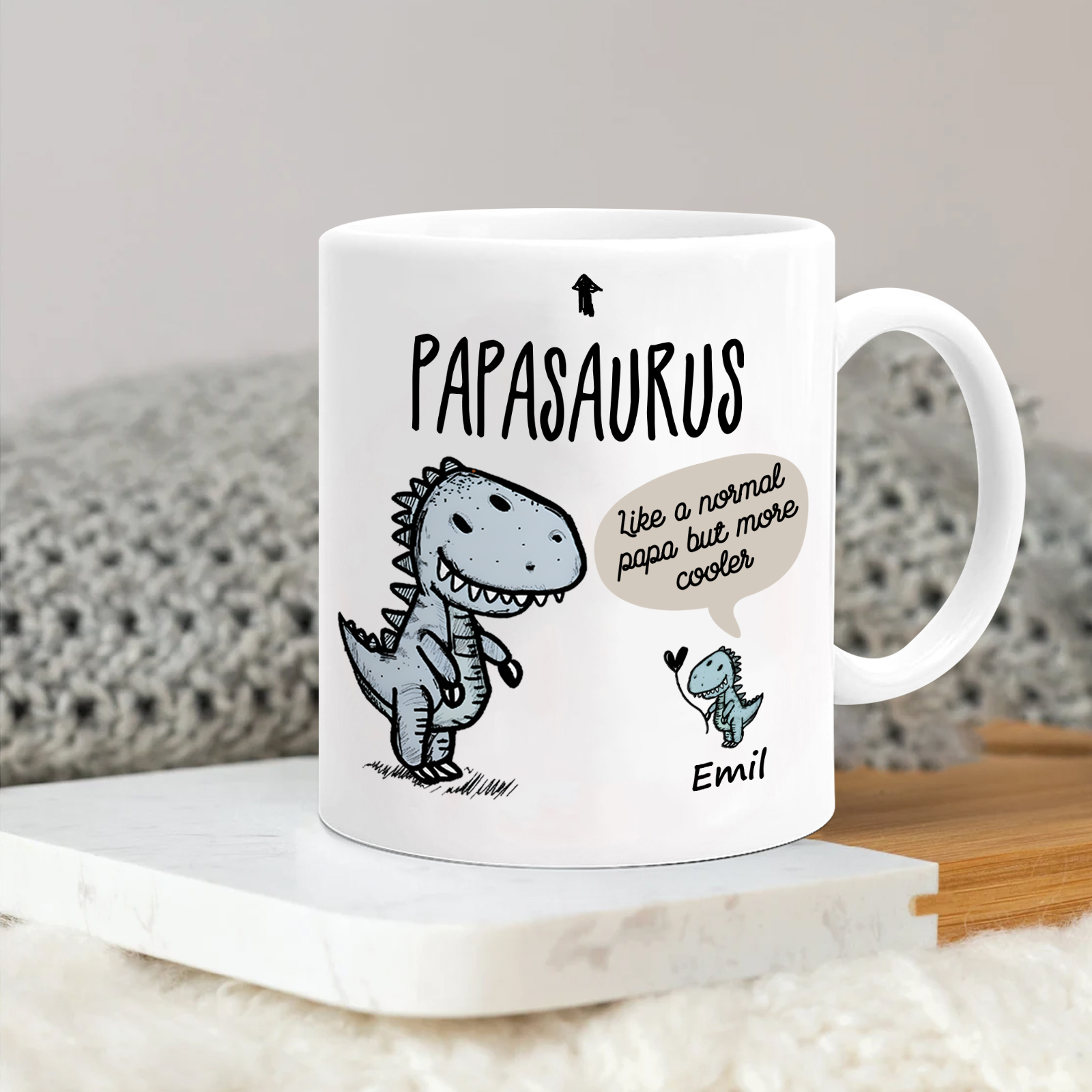 Personalized Ceramic Mug Custom Name Dinosaur Cup Gifts for Papa/Nana - Like A Normal Papa/Nana But More Cooler