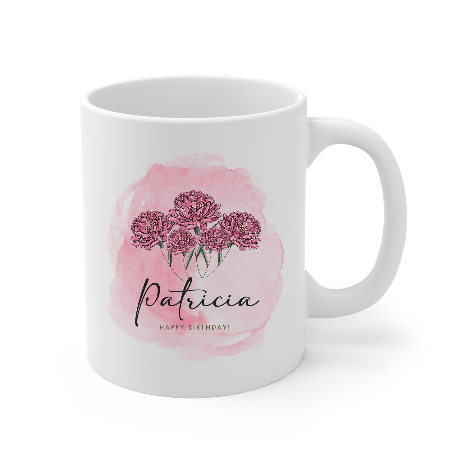 Personalized Ceramic Mug Custom Birth Flower & Name & Text Birthday Gifts for Women Girls