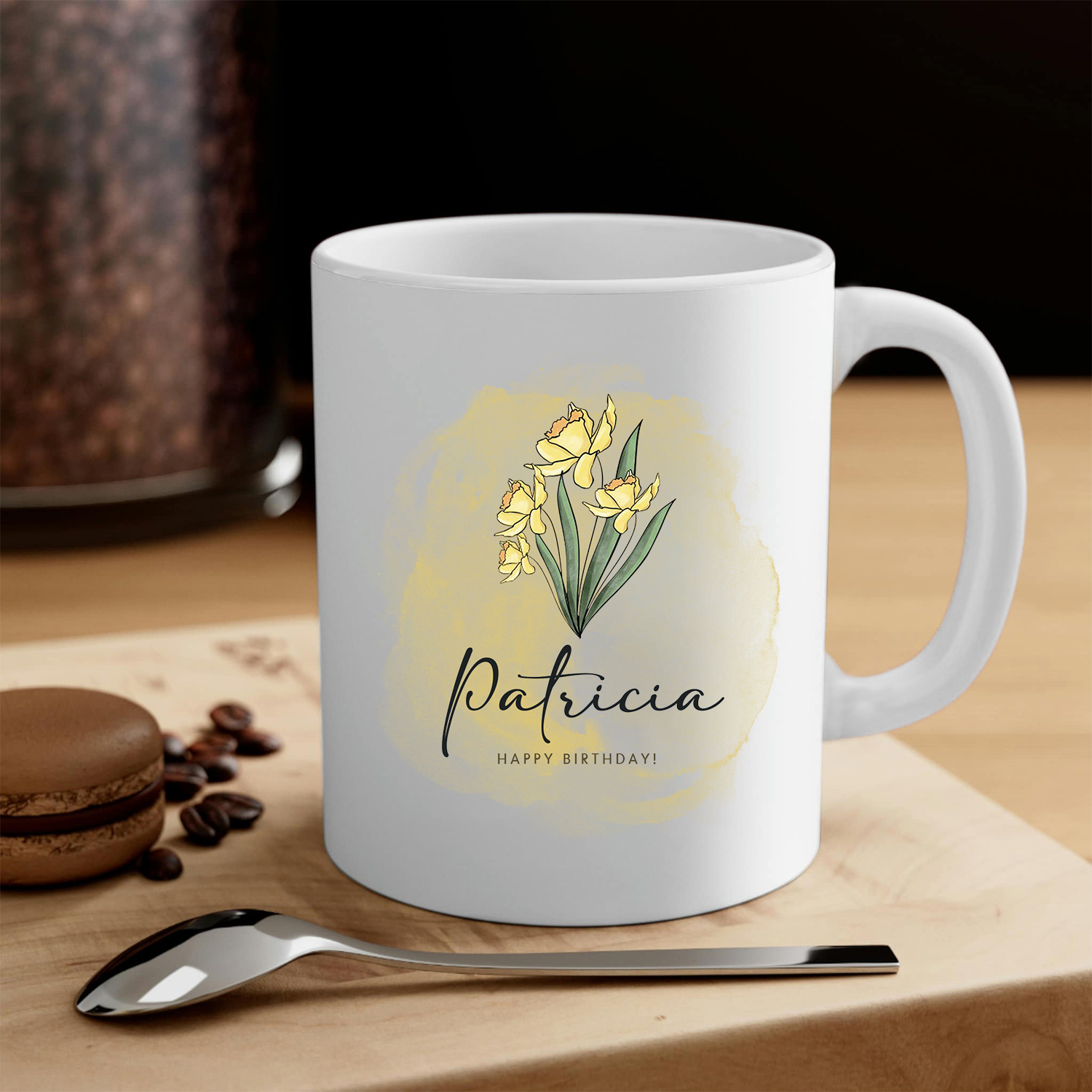 Personalized Ceramic Mug Custom Birth Flower & Name & Text Birthday Gifts for Women Girls