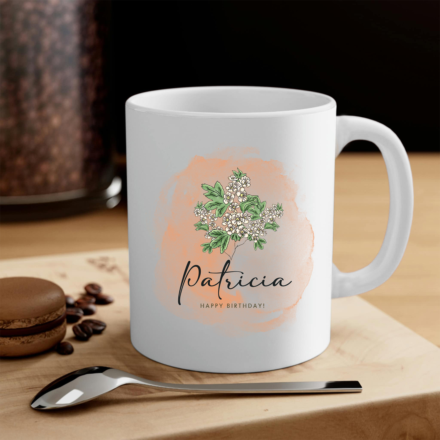 Personalized Ceramic Mug Custom Birth Flower & Name & Text Birthday Gifts for Women Girls