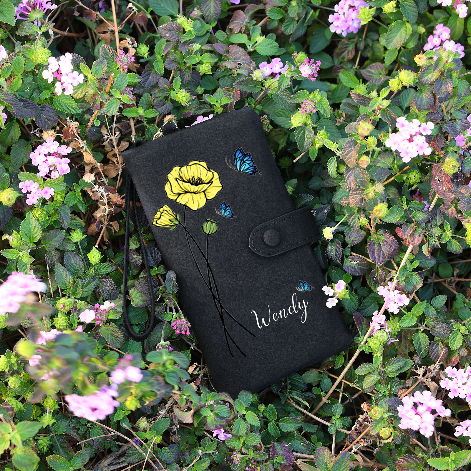 Personalized Women Wallet Custom Birth Flower Name Photo Valentines Day Gift