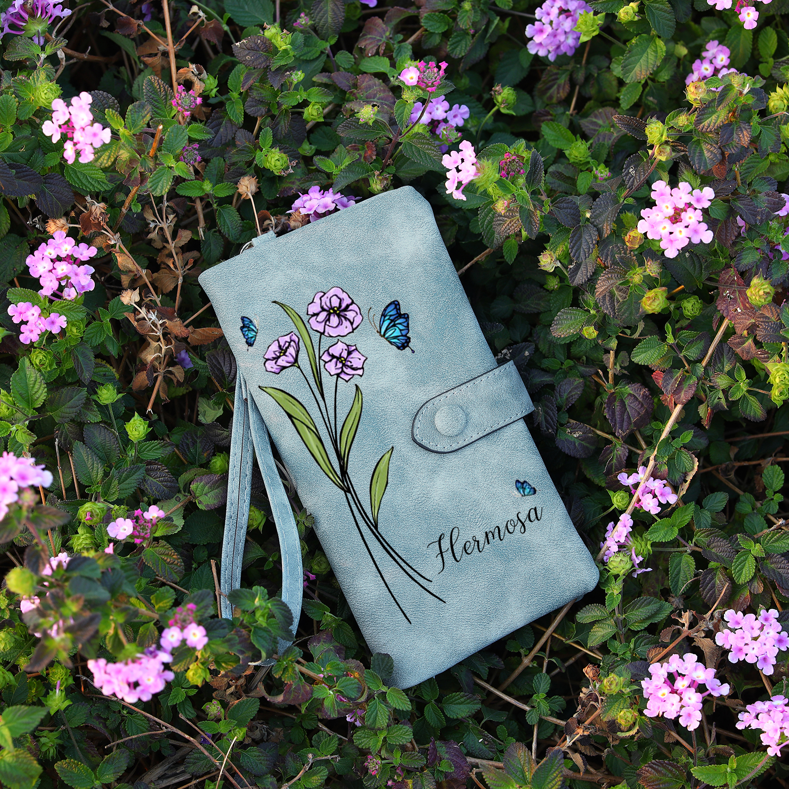 Personalized Women Wallet Custom Birth Flower Name Photo Valentines Day Gift