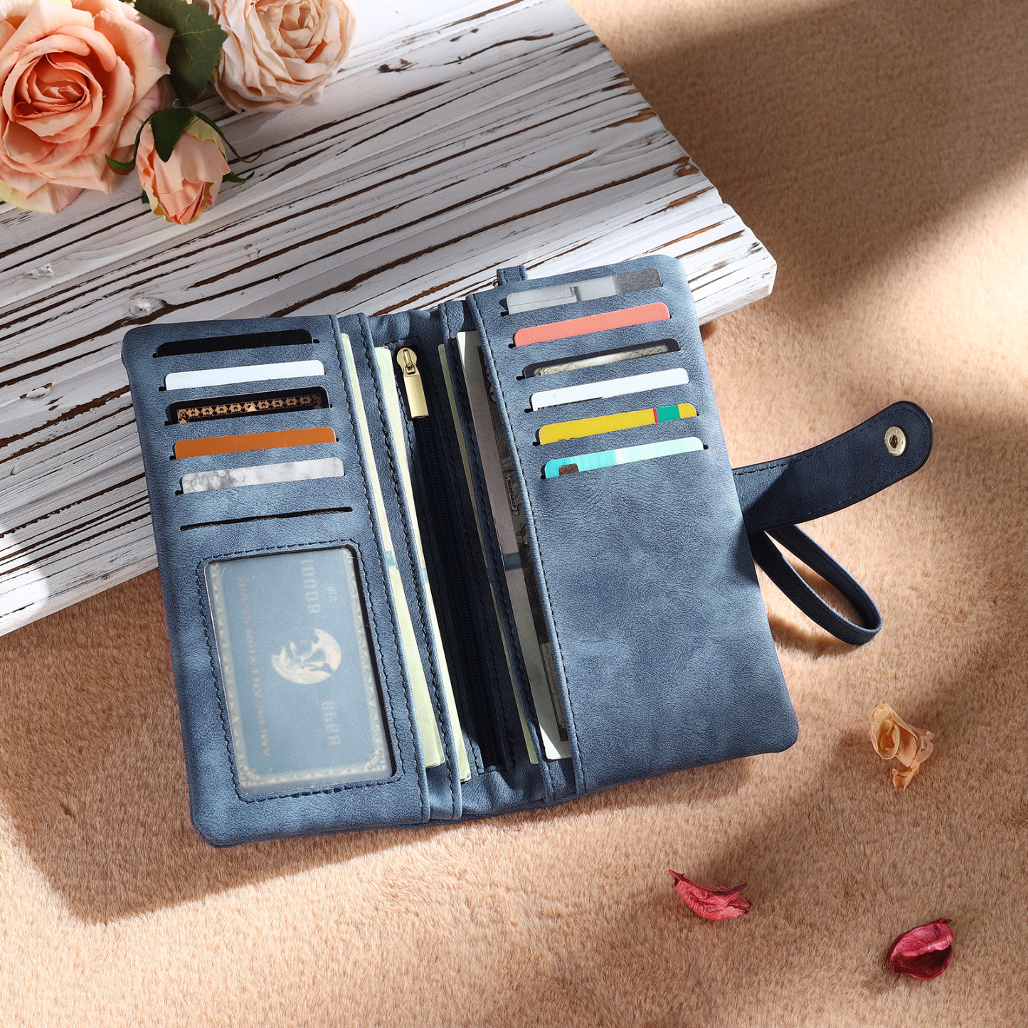 Personalized Women Wallet Custom Birth Flower Name Photo Valentines Day Gift