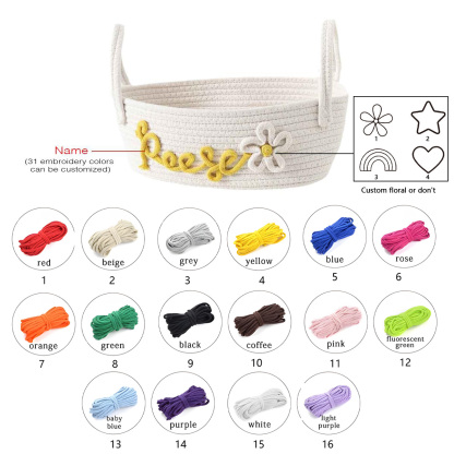 Personalized Baby Shower Gift Basket Rope Cotton Basket for Baby Baby 
