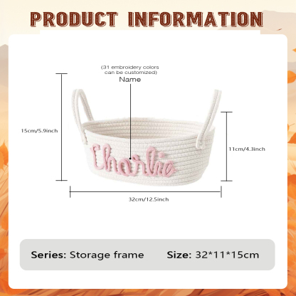 Personalized Baby Shower Gift Basket Rope Cotton Basket for Baby Baby Gift Basket Toy Basket Newborn Gift Knitting Baptism Baby Name Gift