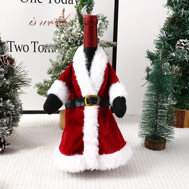 Festive Christmas Santa Wine Bottle Cover Set Perfect Holiday Decorati