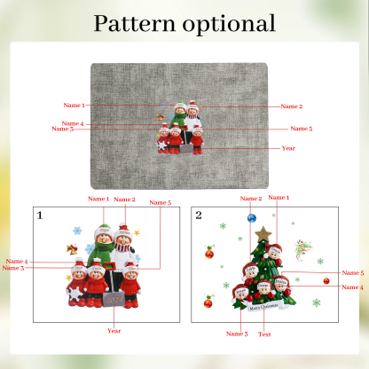 Personalized Christmas Placemats with 2-6 Names and 2 Festive Patterns