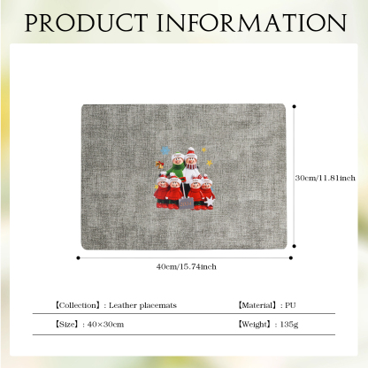 Personalized Christmas Placemats with 2-6 Names and 2 Festive Patterns