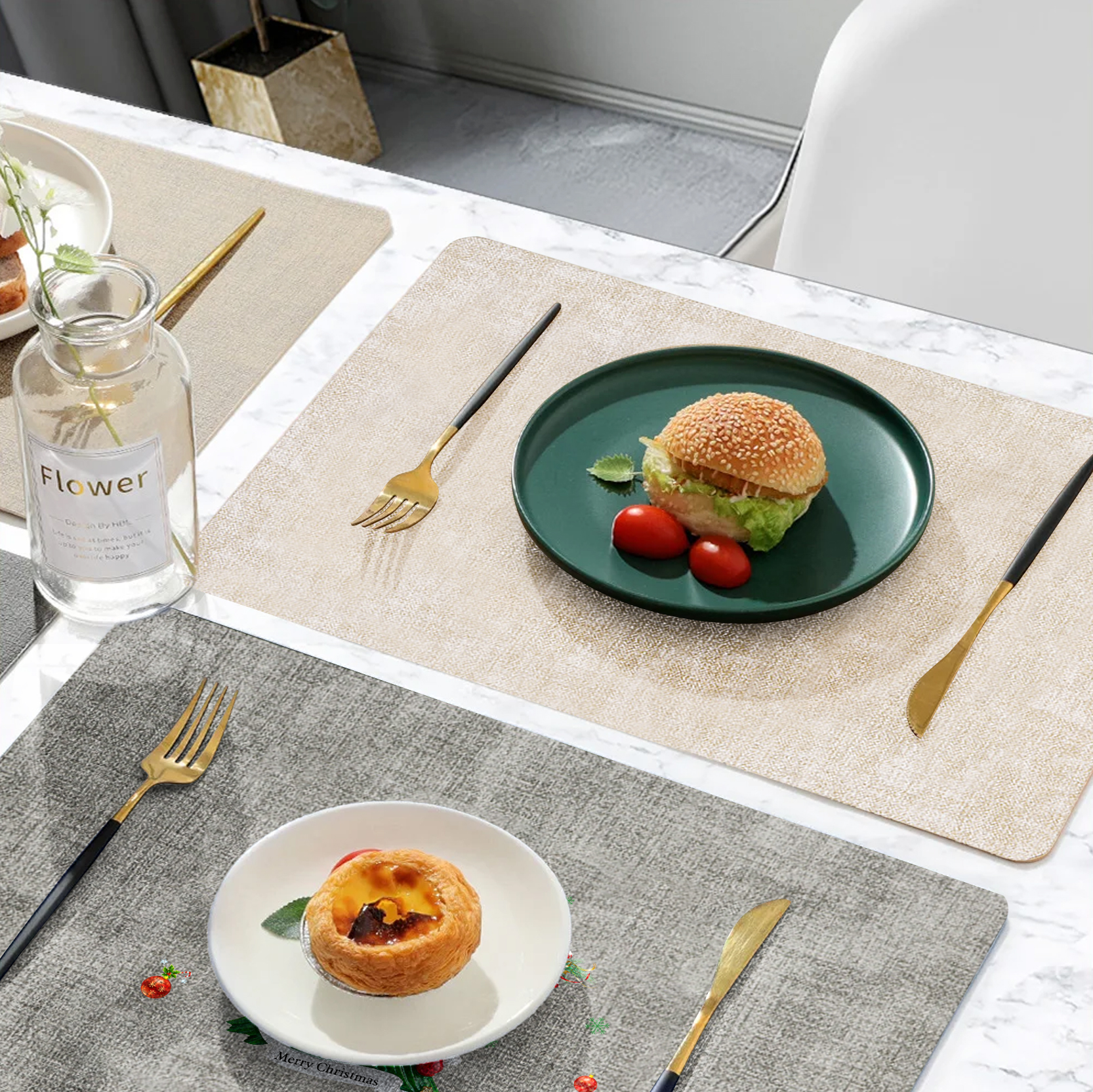 Personalized Christmas Placemats with 2-6 Names and 2 Festive Patterns